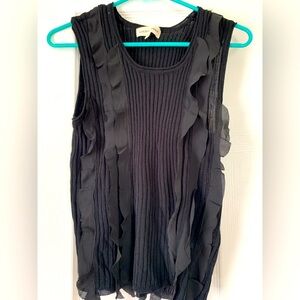 Lucky brand black tank with ruffles. Size med